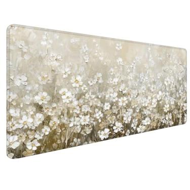 Imagem de Foritho Tapete de mouse grande floral vintage aquarela 80 x 39,9 cm, flor de cottagecore retrô grande estendido tapete de mesa para computador mousepad para teclado e mouse, acessórios de mesa florais