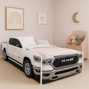 Imagem de Mini Cama Caminhonete Temática Não Acompanha Colchão 100% MDF Material Robusto Sapatas De Proteção Para Água Cor Branco