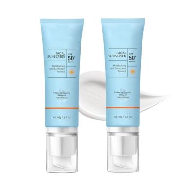 Imagem de Protetor solar facial transparente FPS 50, protetor solar hidratante FPS 50 2 em 1 - protetor solar facial invisível de tamanho livre e não pegajoso, proteção UVA/UVB de amplo espectro, hidratante