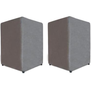 Imagem de Kit 2 Puffs Quadrado - Decorativo Chumbo Suede 35x35x45cm Bf Colchões 