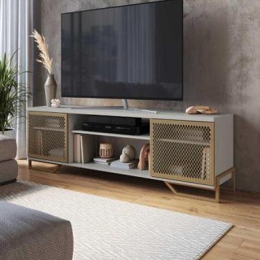 Imagem de Rack Sala TV 65 Polegadas 1,83m com 2 Portas e Pés em Metal - Placa e 