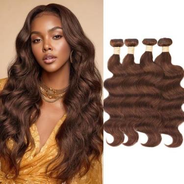 Imagem de Pacotes de cabelo ALLRUN Body Wave Brown 12A Brazilian 4 18-22 polegad