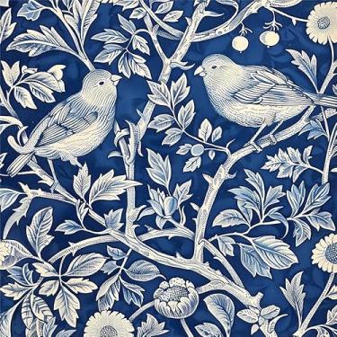 Imagem de Papel de parede vintage azul creme amarelo planta flor descascar e colar papel de contato vinil vintage adesivo em papel de parede para quarto, banheiro, armário de cozinha adequado para locatários