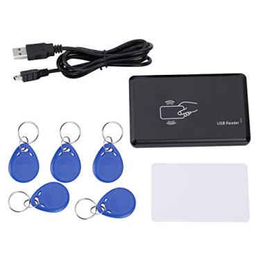 Imagem de flexman Leitor de cartão de identificação RFID de 125 KHz, gravador e copiadora, leitor e gravador inteligente RFID sem contato com 1 cartão e 5 etiquetas de chave para bloqueio de hotel de consumo de