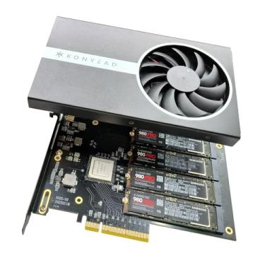 Imagem de Placa adaptadora Quad PCIe4.0 NVMe M.2 SSD - PCI Express 4.0 x8 Card Support 4X M.2 NGFF PCIe NVMe SSD para Mac e PC (Switch IX8024) - Suporta placa-mãe não bifurcação (3005K)