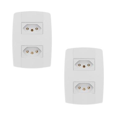 Imagem de Kit 2 Conjunto 2 Tomadas Branca Monobloco 2P+T 20A 250V 4X2