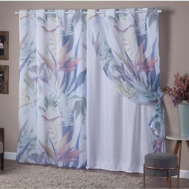 Imagem de Cortina Voil Estampada, 3,00 x 2,20 m, Decorativa para Sala e Quarto, Poliéster (FORRO BRANCO ORQUID)