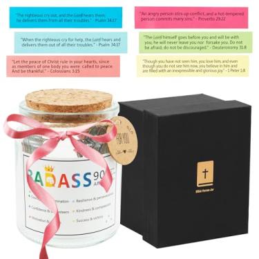 Imagem de Pote de versículo bíblico, frasco de esperança de oração, versículos bíblicos da esperança, versículos da Bíblia em um pote com fita, acessórios bíblicos, material bíblico, cartas escrituras