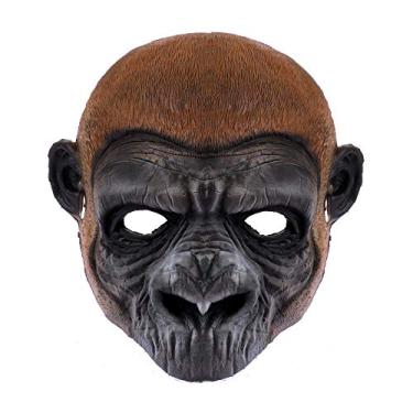 Imagem de NewL Meia máscara de Halloween 3D animal baile de máscaras festa cosplay fantasia para mulheres e homens (chimpanzés)