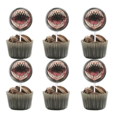 Imagem de 18pcs Glitter Bloody Big Mouth Dessert Cupcake Topper Halloween Theme Decorations Men Women Happy Birthday Weeding Anniversary Party Decor Supplies