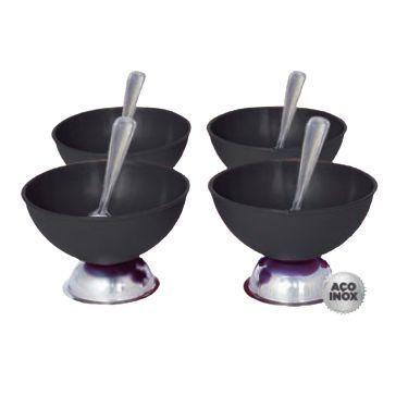 Imagem de Kit de Sobremesa Taças e Colheres de Inox e Plástico 16 peças - PAN SH