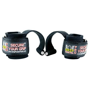 Imagem de Pulseira de neoprene acolchoada resistente para levantamento de peso e levantamento de peso com alças para academia, suporte de pulso, conjunto de 2 faixas alternativas para ganchos, Preto