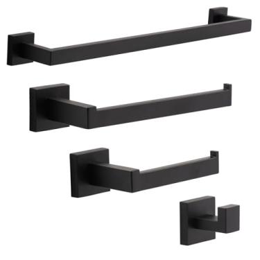 Imagem de Kit Acessórios Premium 4 Peças Inox 304 Para Banheiro Lavabo (Preto Fosco)