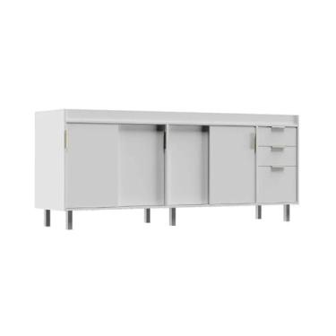 Imagem de Balcão de Cozinha 100% MDF 194cm 4 Portas Correr 3 Gavetas