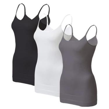 Imagem de Camisetas regatas Shapewear EUYZOU Tummy Control preta/branca/cinza, p