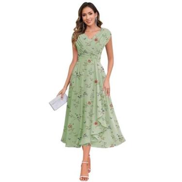 Imagem de Vestido Mãe da Noiva HYY Sparkly Floral Sage Green
