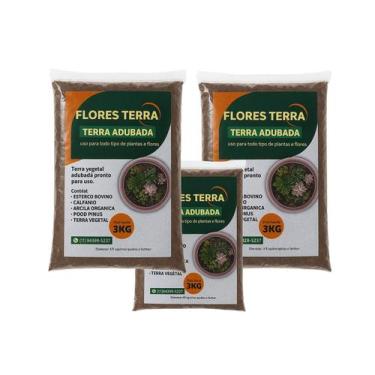 Imagem de Kit 3 Terra Adubada Flores Terra 3kg Cada  Plantas e Flores - mimos pe