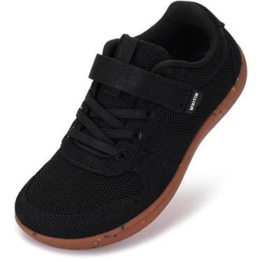 Imagem de Tênis infantis WHITIN de largura larga com pés descalços, pretos, Gum 