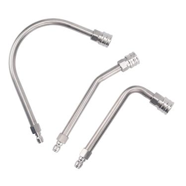 Imagem de 3un Extensão para Lavadora Alta Pressão, Haste Curva de 30° 90° 120° Acessório Limpeza Calhas com Conexão Rápida 1/4" e Extensão 4000 PSI para Lavadora Alta Pressão (Prata)