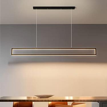 Imagem de Lustre pendente moderno de LED regulável para cozinha e sala de jantar, preto, 47x47 polegadas, luminária pendente de teto LED