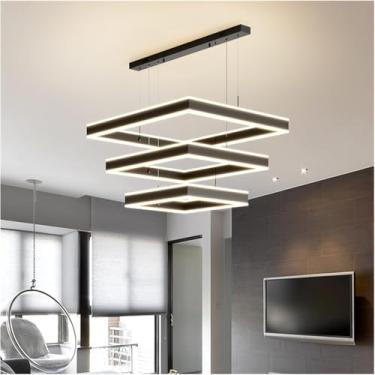Imagem de Lustre Atmosfera Loft Quadrado Minimalista Escada Longa Linha Pendente Luz, Decoração Moderna