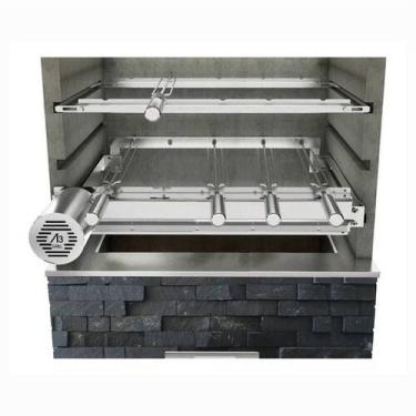 Imagem de Churrasqueira Giratória Ajustável para 5 Espetos Inox com Suporte Ajus