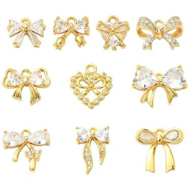 Imagem de UR URLIFEHALL 10 berloques de laço de zircônia cúbica micropavê de latão para fazer joias, artesanato, pulseiras de telefone