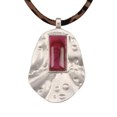 Imagem de GelConnie Colares de couro, turquesa, longo, boêmio, para mulheres, marrom, grosso, círculo, pingente, colar, suéter dourado, Couro sintético, Sem Pedra Preciosa