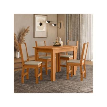 Imagem de Mesa de Jantar 4 Cadeiras Retangular Bellagio Poliman Móveis, Freijó