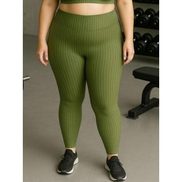 Imagem de Calça Legging Fitness Plus Size Cirrê 3D Feminina Leg Academia Cintura