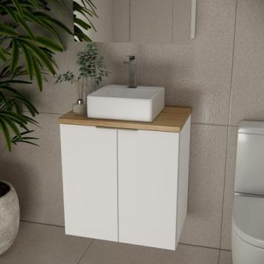Imagem de Gabinete c/ cuba nature 60cm estilare gab4008 branco/carvalho