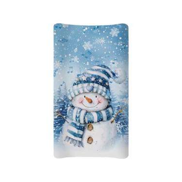 Imagem de HUISEFOR Capa de trocador de fraldas macias para bebês com borda elástica lavável para colchão 81 x 40 cm, decoração de Natal