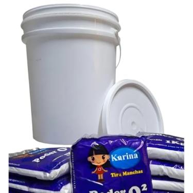 Imagem de Tira Manchas, Branqueador de Roupas Poder 02 - Kit com 10 Unidades + Balde Limpeza