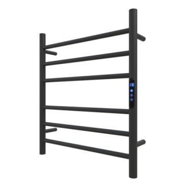 Imagem de KWW Toalheiro aquecido, controle remoto com aplicativo Tuya, aquecedor de toalhas com temporizador, aquecedor de toalha quente montado na parede para banheiro (preto fosco, 5 barras)