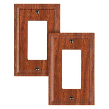 Imagem de TREEWELL Pacote com 2 placas decorativas de cobertura de tomada, placas decorativas de grão de madeira e tampas de tomada, placas de parede de fibra de bambu natural para tomadas elétricas