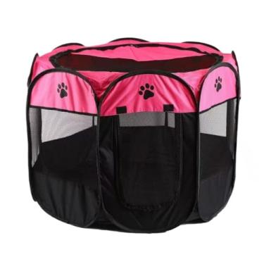 Imagem de Casinha de cachorro grande portátil dobrável para cachorros e gatos resistente (PINK,G - (112 CM))