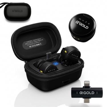 Imagem de Microfone Lapela Duplo Sem Fio 2 em 1 para Celular USB-C e Lightning – Redução de Ruído IA, Kit Duplo com Estojo Carregador e Fixação Magnética Som Profissional, compatível com Android/Iphone