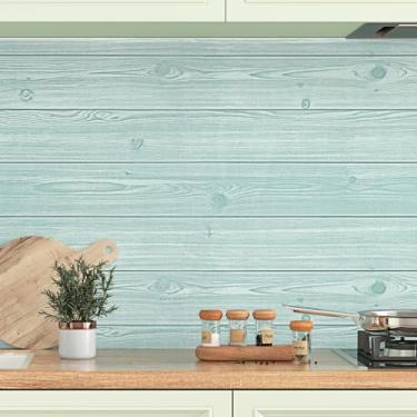 Imagem de Wallderful Papel de parede verde Shiplap Peel and Stick Papel de parede de madeira para bancadas impermeável Papel de parede rústico de grão de madeira para cozinha Backsplash armário de quarto