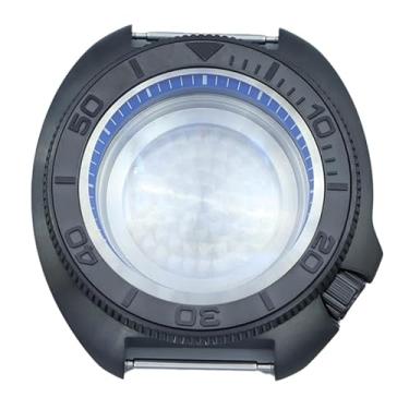 Imagem de FEIYASHI Caixa de relógio preta de aço inoxidável de mergulho luxuosa de 44 mm, vidro de safira, à prova d'água, 100 m, para NH35 NH36/34, peça de relógio com movimento, Anel capítulo azul 1, For NH35