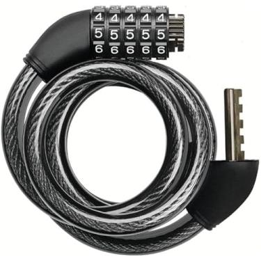 Imagem de Corrente com Cadeado de Segurança 18mm Com Senha Numérica de 5 Dígitos, Cabo de Aço Inoxidável Trançado, Preto Comprimento 1,2m