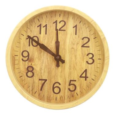 Imagem de Relógio De Parede 30Cm Para Cozinha, Sala - Cor Tipo Madeira