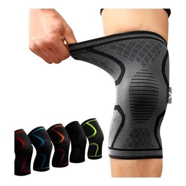 Imagem de Joelheira De Compressão Tensor Alívio De Dor Cinza E Preto