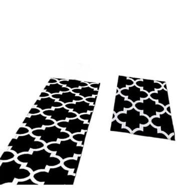 Imagem de Jogo De 3 Peças Tapete Cozinha Antiderrapante Jacquard Decoracao Impecavel Kit Tapete Cozinha(Jogo Passadeira M2)