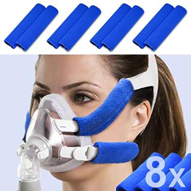Imagem de Pacote com 8 capas de alça CPAP para cabeça, capas universais e reutilizáveis para CPAP, almofadas de lã macia, reduzem marcas vermelhas e não irritam, suprimentos para kit de ótimo valor da Medihealer