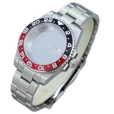 Imagem de FEIYASHI Caixa de relógio de inserção de bisel de cerâmica de duas cores GMT de mergulho Vidro de cristal de safira para NH35 34 36 Miyota8215 2824 Movimento Mostrador de 28,5 mm, Tampa inferior de