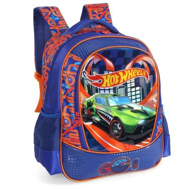 Imagem de Mochila Escolar De Costas Hot Wheels Cor Azul Luxcel