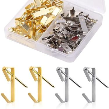 Imagem de Ganchos para fotos de 13,6 kg, kit de ganchos para pendurar quadros de parede de madeira para drywall - 40 ganchos + 40 pregos