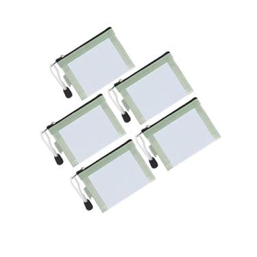 Imagem de Pacote com 5 mini bolsas de malha com zíper, 6,88 cm x 11,9 cm, porta-chaves, bolsa de moedas, porta-cartões, bolsa portátil de viagem, cosméticos, malha com zíper para batom, fone de ouvido, Verde