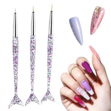 Imagem de Kit profissional de 3 peças de arte de unhas para esmalte de gel, pincéis de arte de unhas, ferramentas de caneta de desenho para manicure e salão de beleza, faça você mesmo