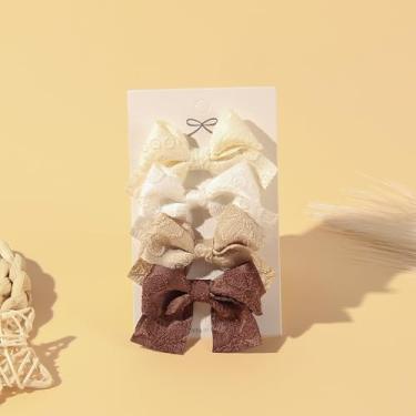 Imagem de 4 peças de laços de cabelo para mulheres design de laço de poliéster grampos de cabelo bege branco cáqui marrom grande acessórios de grampo de cabelo